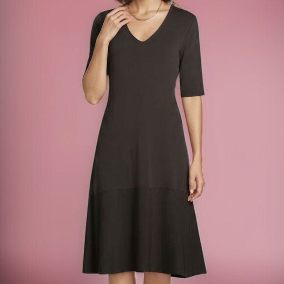 Eileen Fisher Clean Girl Minimalist Parisian V-Neck Sweater Dress NWT~$398 - Picture 1 of 12